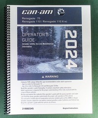 2024 Can-Am Renegade 110 Owner’s Manual: 220 Pages & Protective Covers