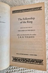 2001 J.R.R. Tolkien Lord of the Rings: The Fellowship of the Ring Paperback Book