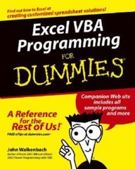 Excel VBA Programming For Dummies – Paperback By Walkenbach, John – GOOD