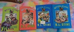 4 Rotten School HARDCOVER books by R.L. Stine. #1, 5, 6, &10, EUC overall