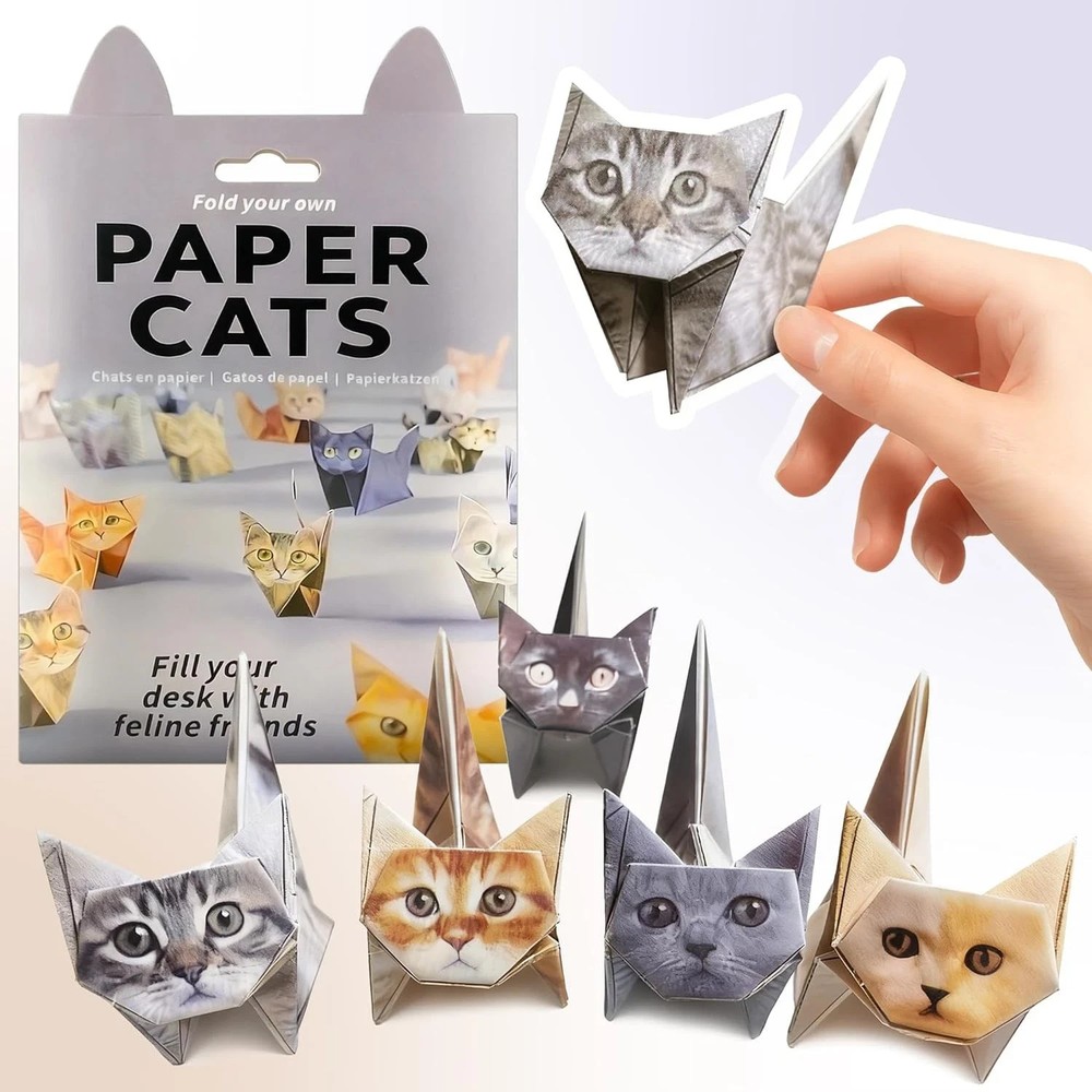 Fold Your Own Paper Cats Origami Kit/50 Sheets Real CatBreeds Craft Activity 12z