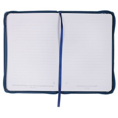 Blue Vegan Leather Zipped Journal, Inspirational Women’s Notebook Floral
