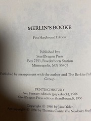 Merlin’s Booke by Jane Yolen, Signed, 1st HB, SteelDragon Press, 1986, GD