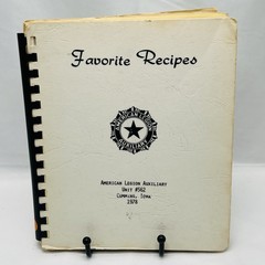 American Legion Auxiliary Cookbook Favorite Recipes 1978 Spiral Bound 158 Pages