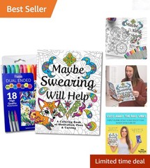 Adult Coloring Book Set with Markers Swear Words Anxiety Relief 30 pcs