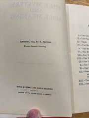 Bible Mystery and Bible Meaning by Thomas Troward Dodd and Mead & CO.