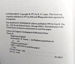 Government by B. Traven 1993 Paperback Like New Condition