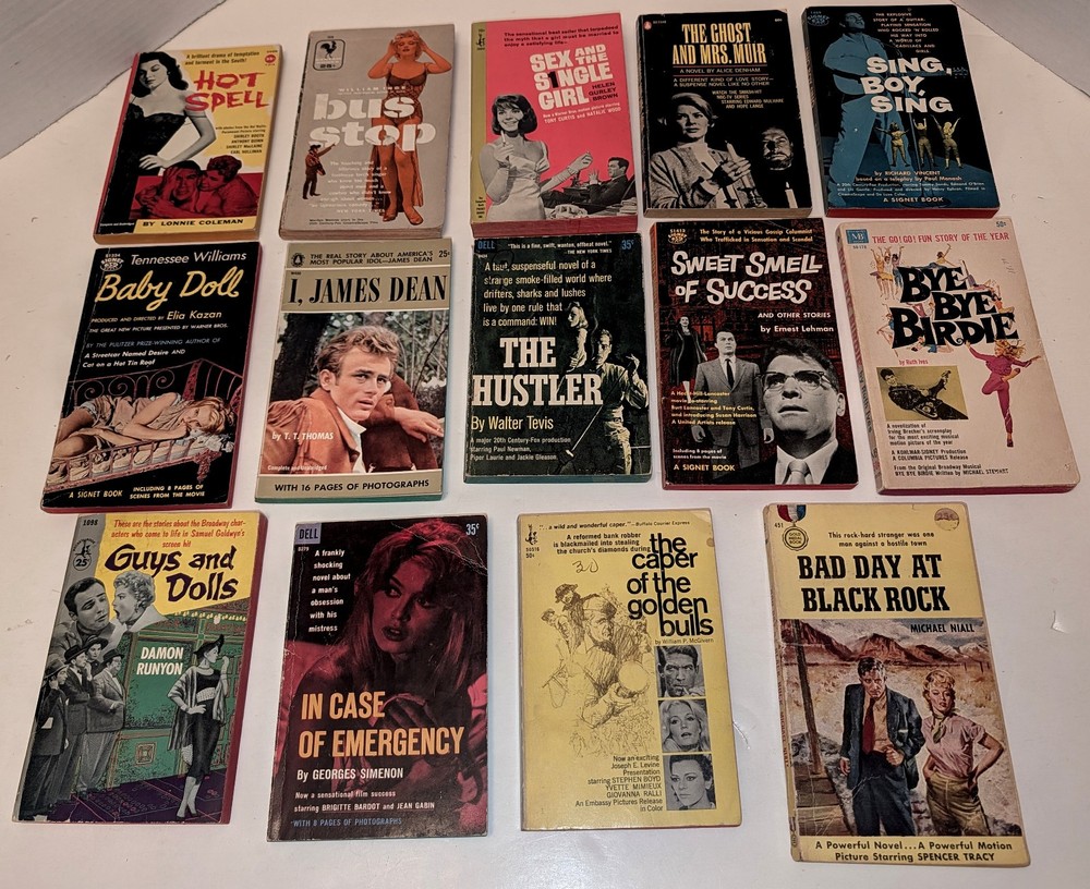 LOT OF 14 VINTAGE MOVIE TIE-IN PAPERBACKS JAMES DEAN, MARILYN MONROE, MORE!